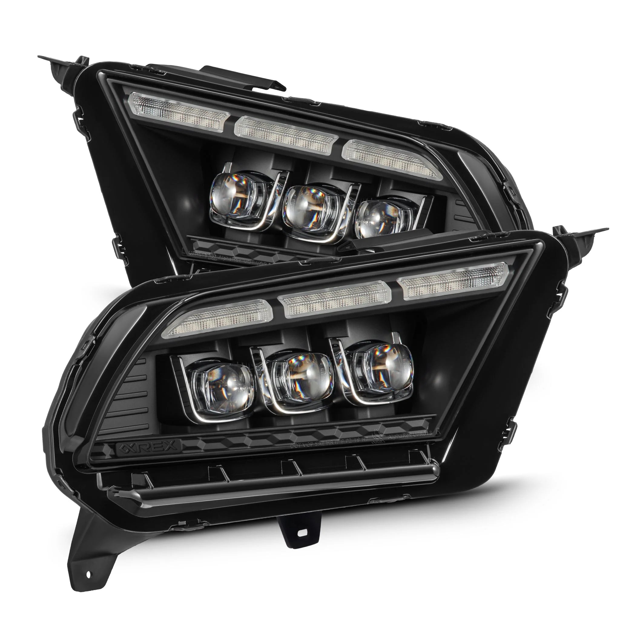 AlphaRex 10-12 Ford Mustang NOVA-Series LED Projector Headlights Blk w/Activ Light & Seq.Sig /SB DRL