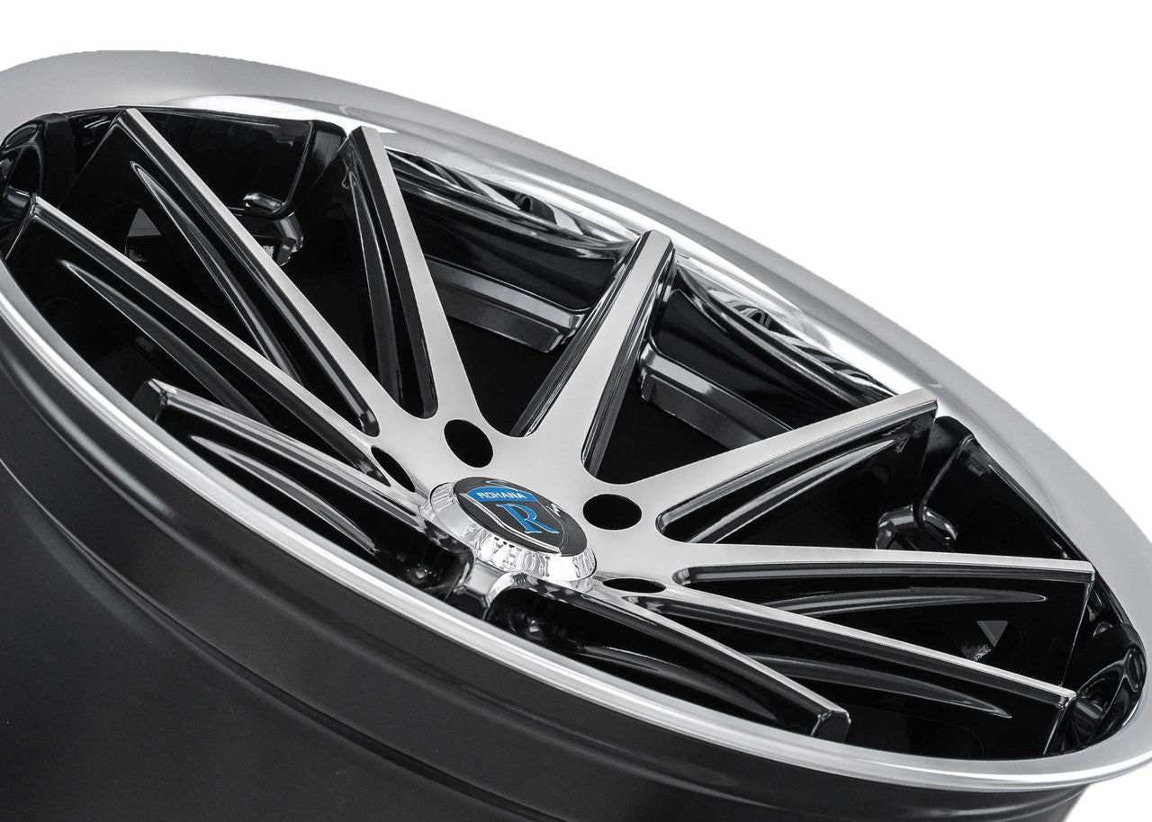 19x9.5 Rohana RC10 Black Machined w/ Chrome Stainless Steel Lip 35mm