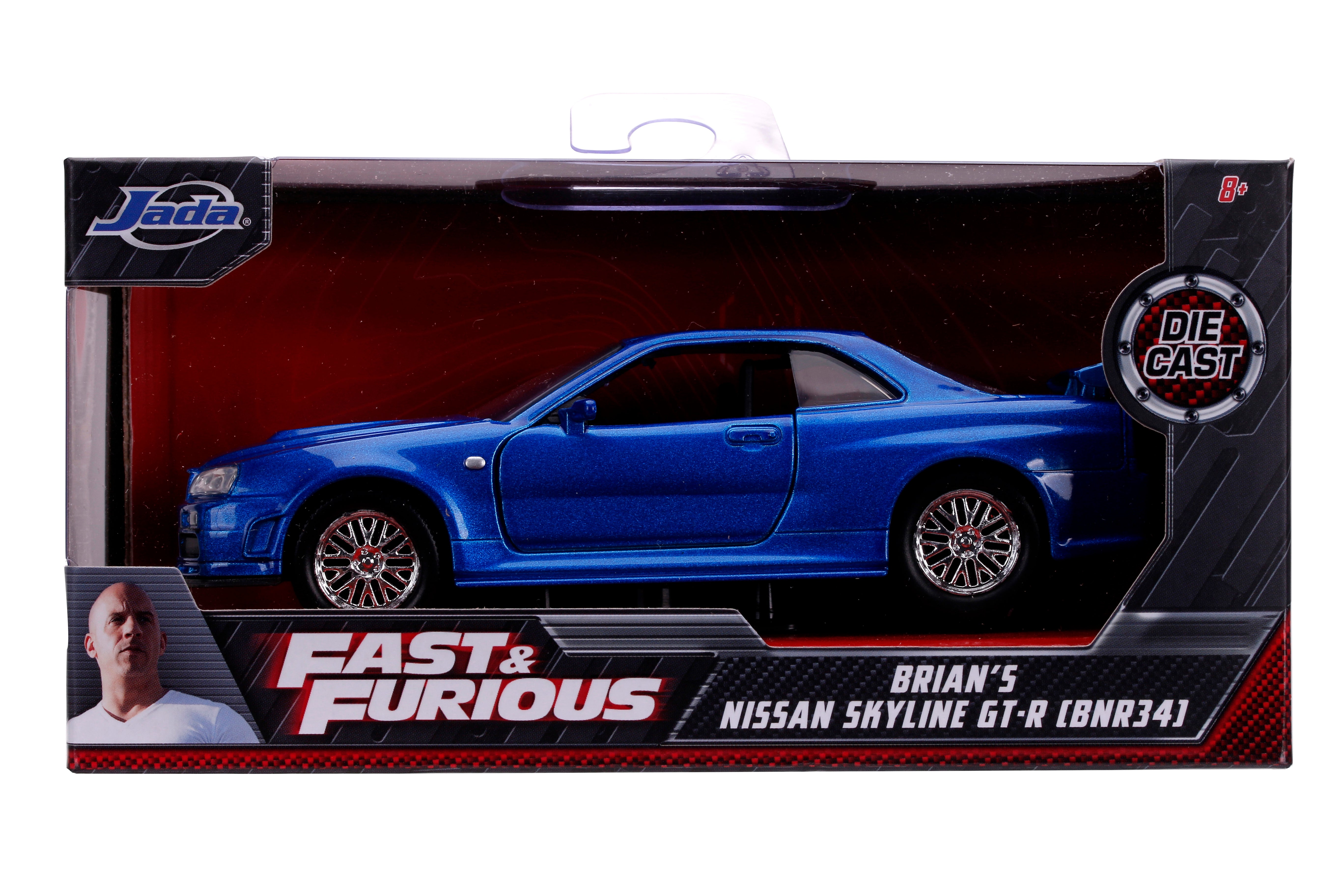 Jada Toys - Fast & Furious Brian's Nissan Skyline GT-R (R34) 1:32 Die-Cast - C.Blue