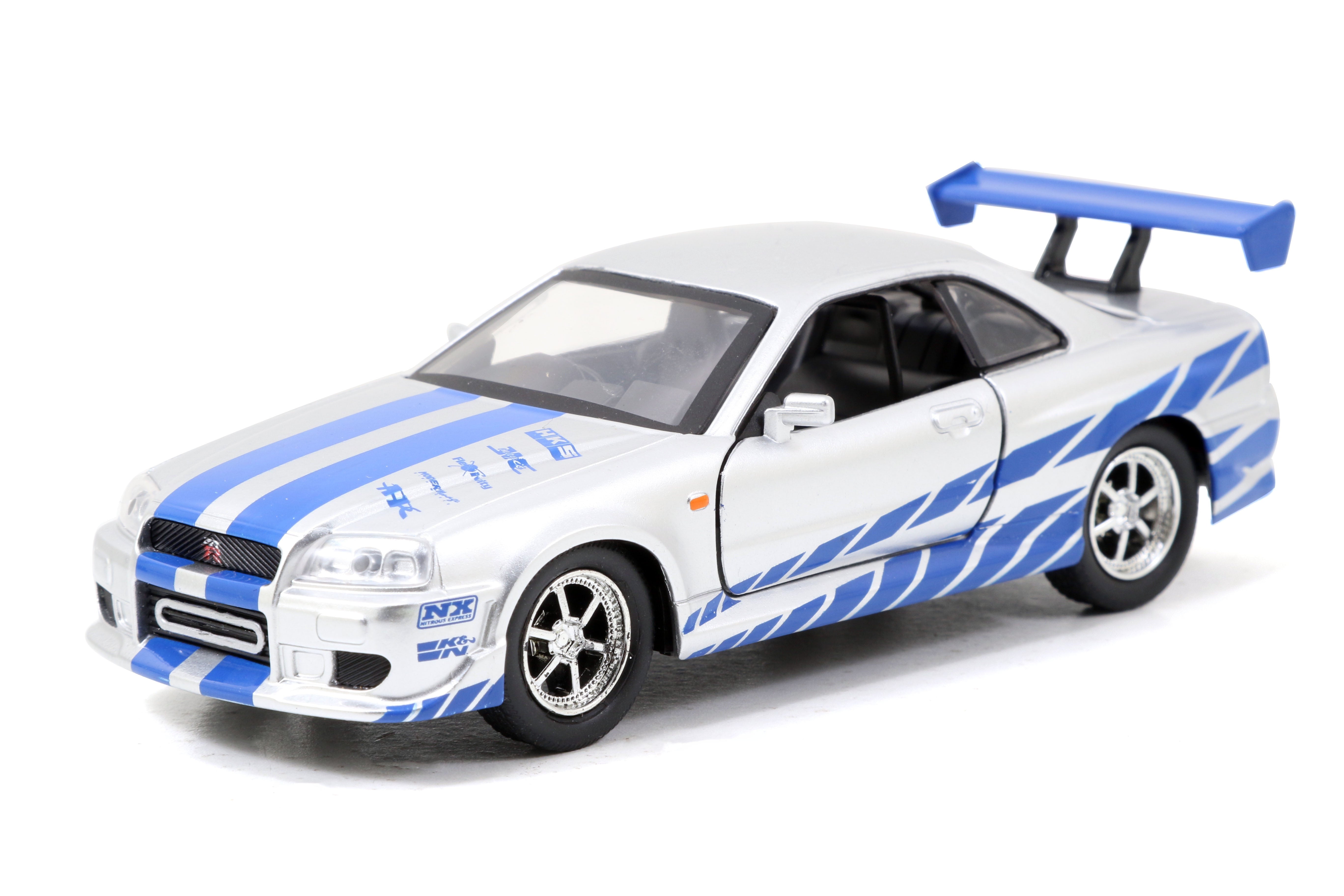 Jada Toys - Fast & Furious Brian's Nissan Skyline GT-R (R34) Twin Pack 1:32 Die-Cast - Silver and Blue