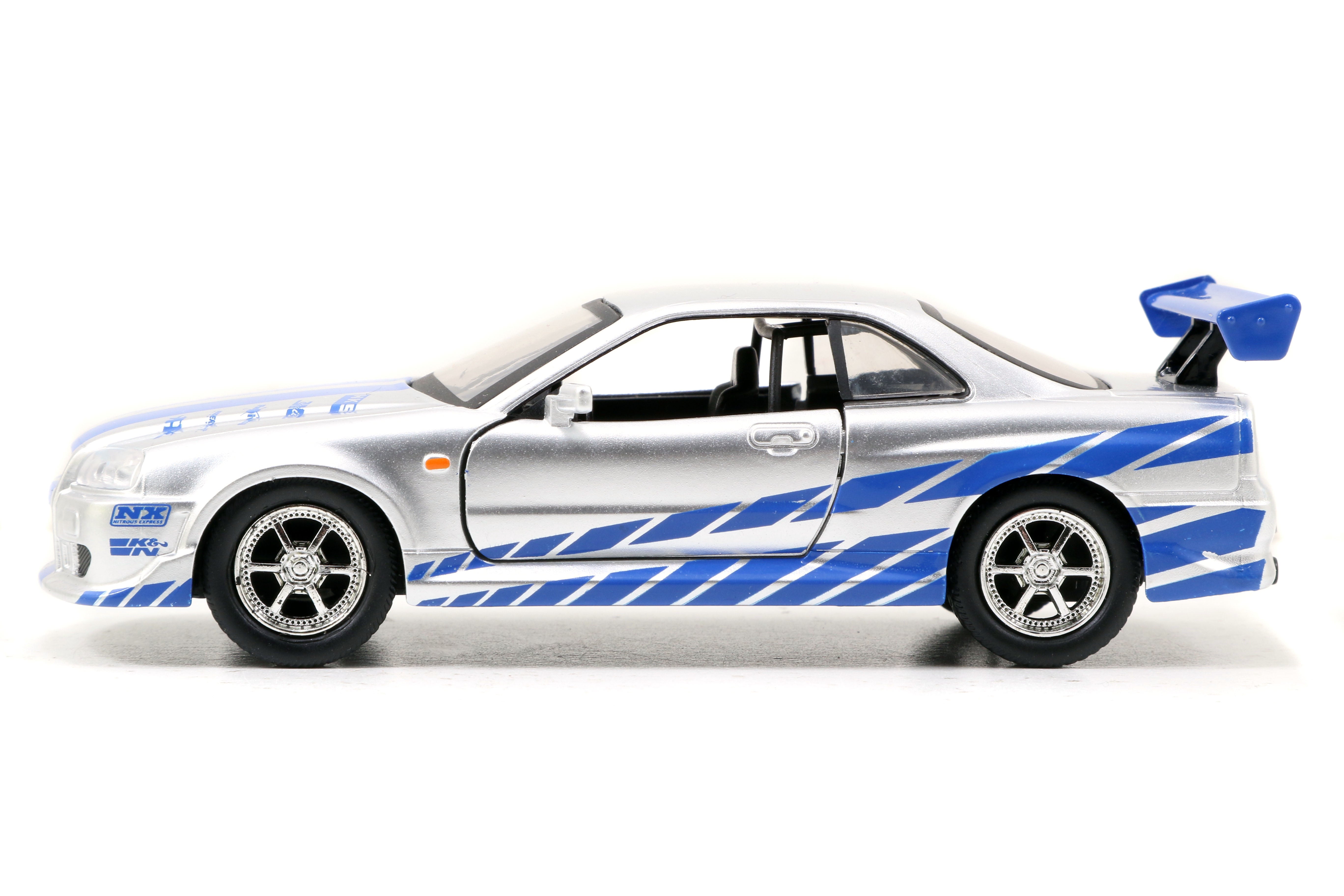 Jada Toys - Fast & Furious Brian's Nissan Skyline GT-R (R34) Twin Pack 1:32 Die-Cast - Silver and Blue