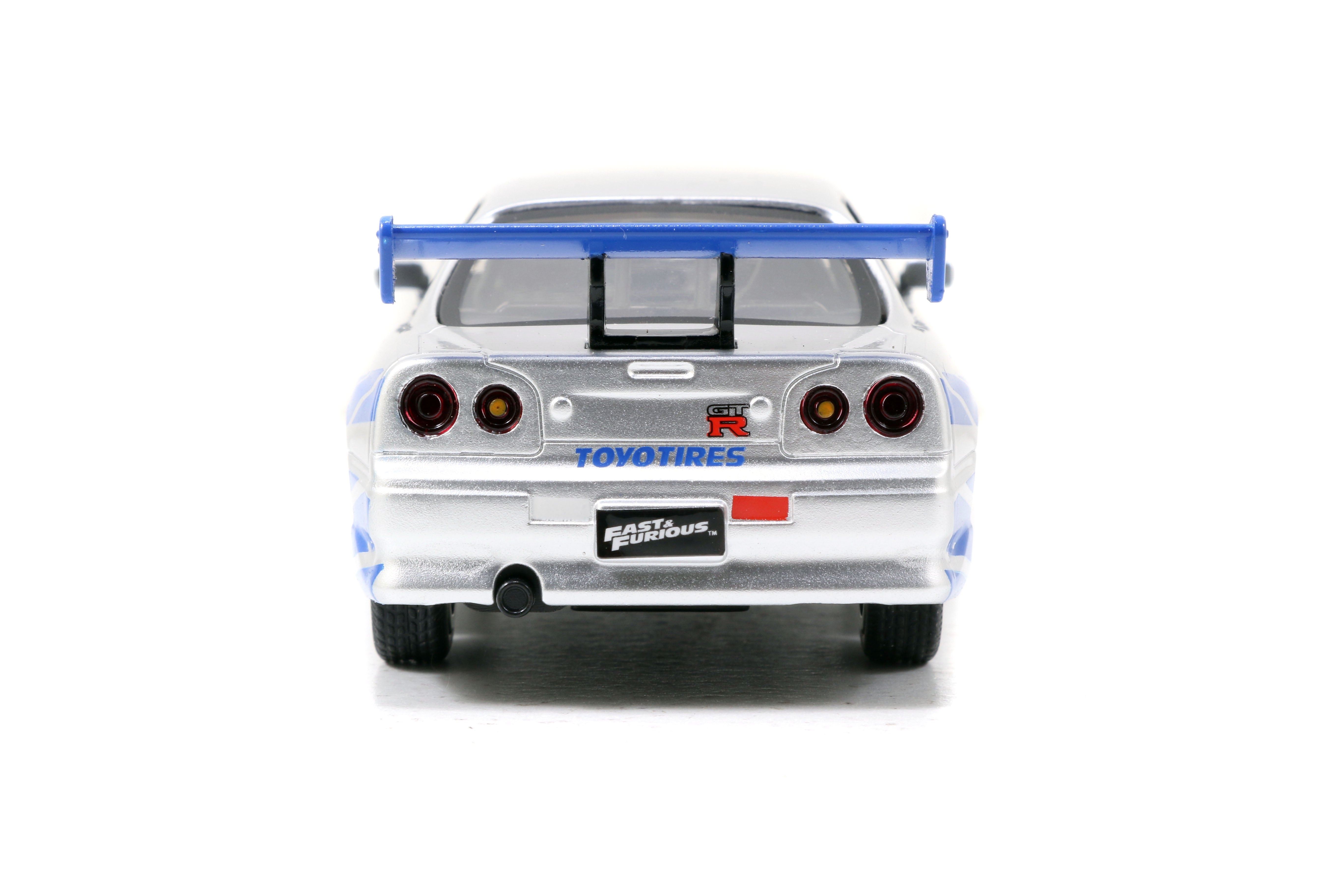 Jada Toys - Fast & Furious Brian's Nissan Skyline GT-R (R34) Twin Pack 1:32 Die-Cast - Silver and Blue