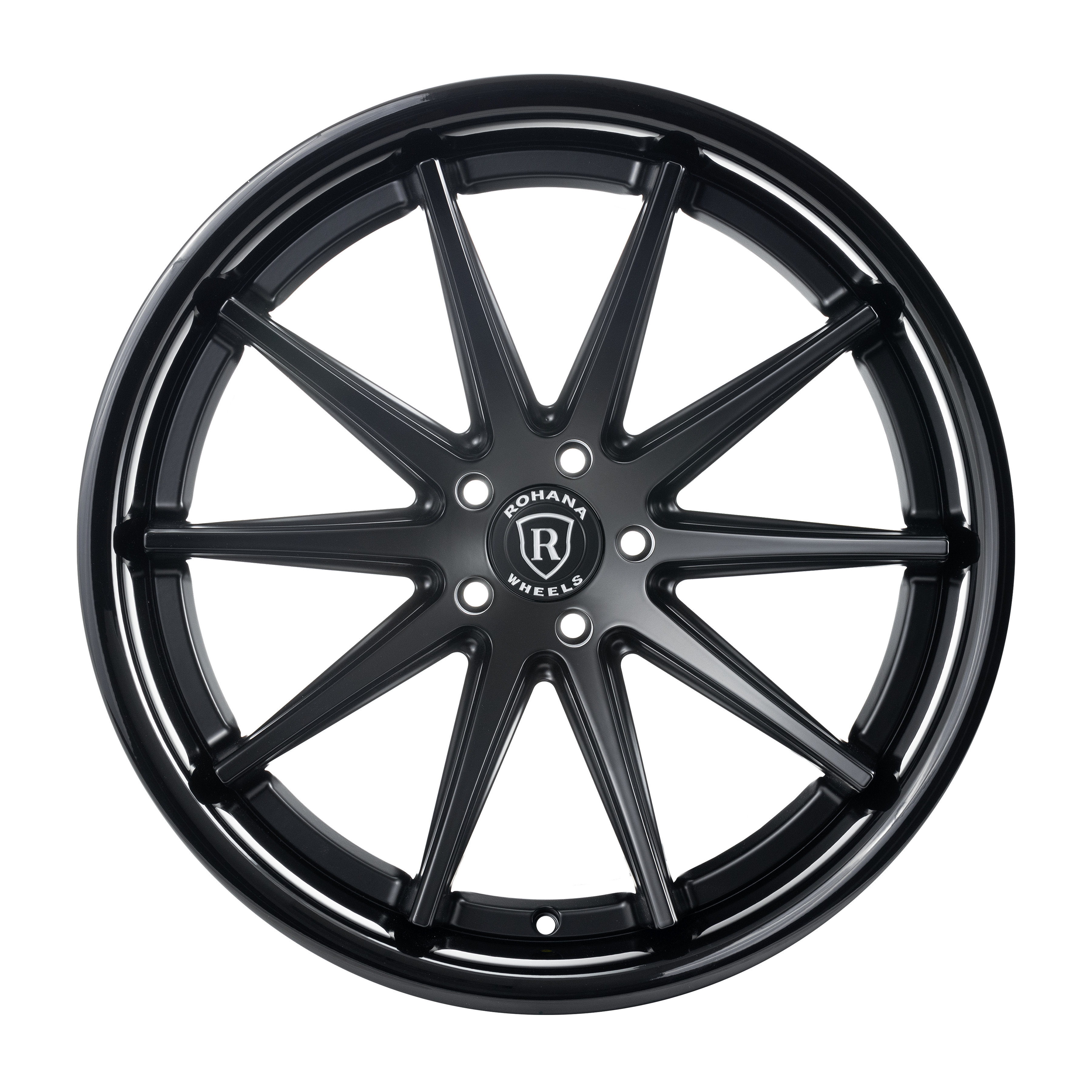 20x10 Rohana RFC10 Matte Black w/ Gloss Black Lip (Flow Formed) (Mid Concave) 5x4.5/114.3 40mm