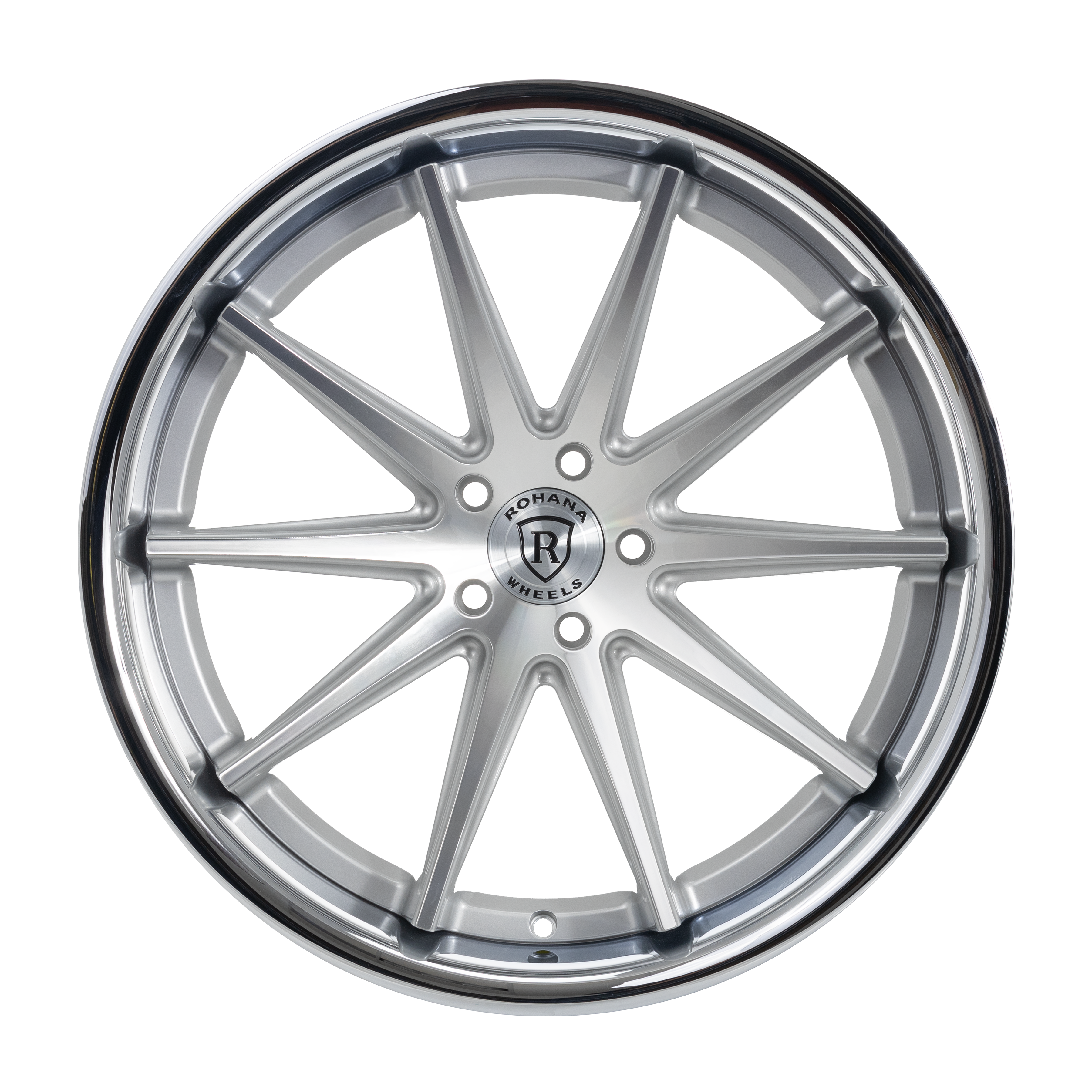 22x10.5 Rohana RFC10 Silver Machined w/ Chrome Stainless Steel Lip (Mid Concave) (Flow Formed) 5x4.5/114.3 42mm