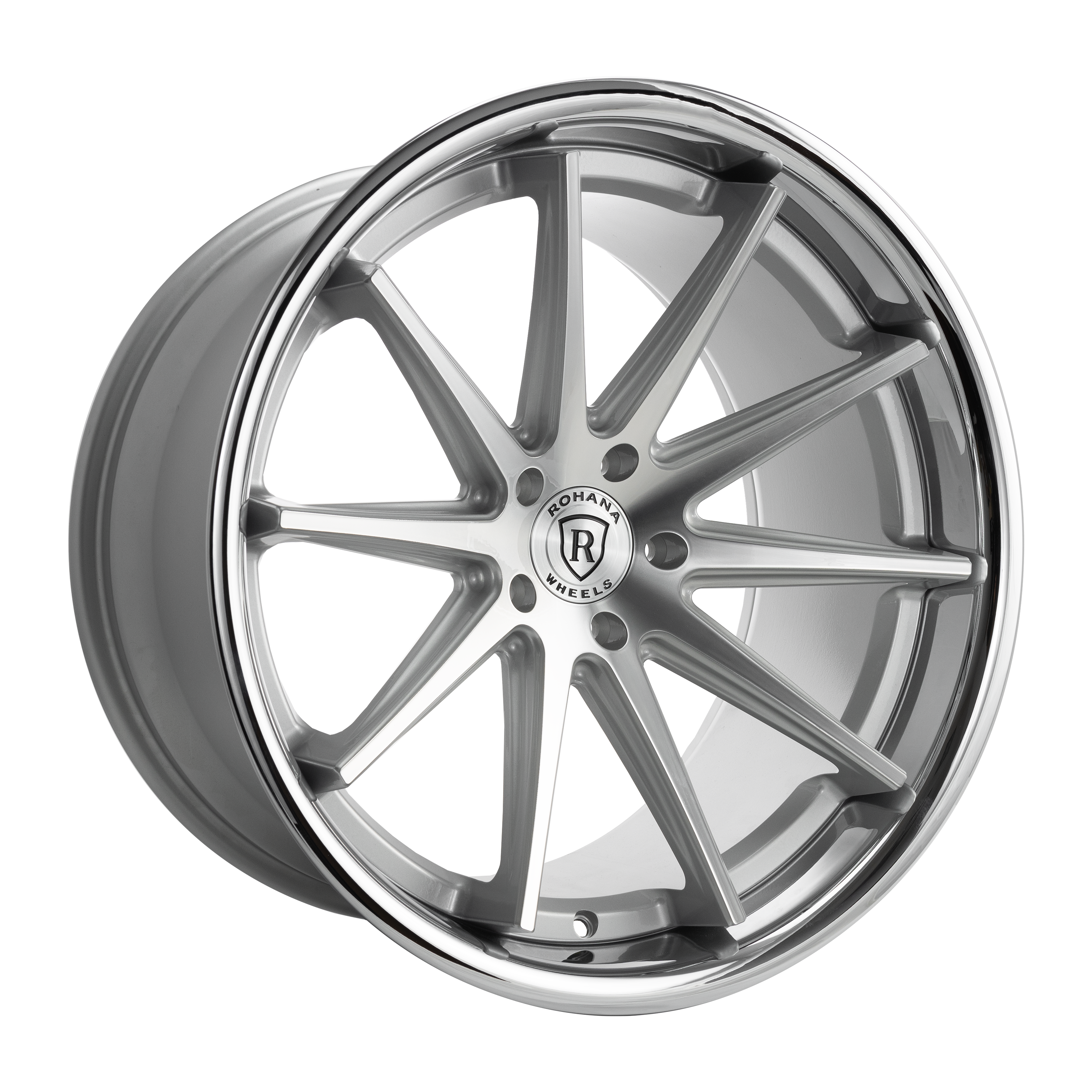 19x10.5 Rohana RFC10 Silver Machined w/ Chrome Stainless Steel Lip (Mid Concave) (Flow Formed) 5x4.5/114.3 45mm