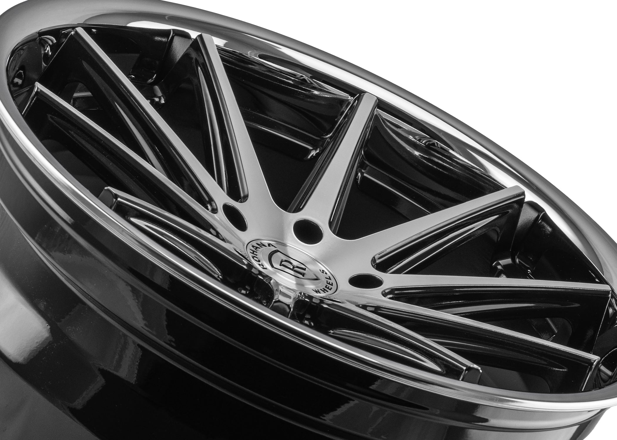 20x10 Rohana RFC10 Gloss Black Machined w/ Chrome Stainless Steel Lip (Flow Formed) (Mid Concave) 5x4.25/108 40mm