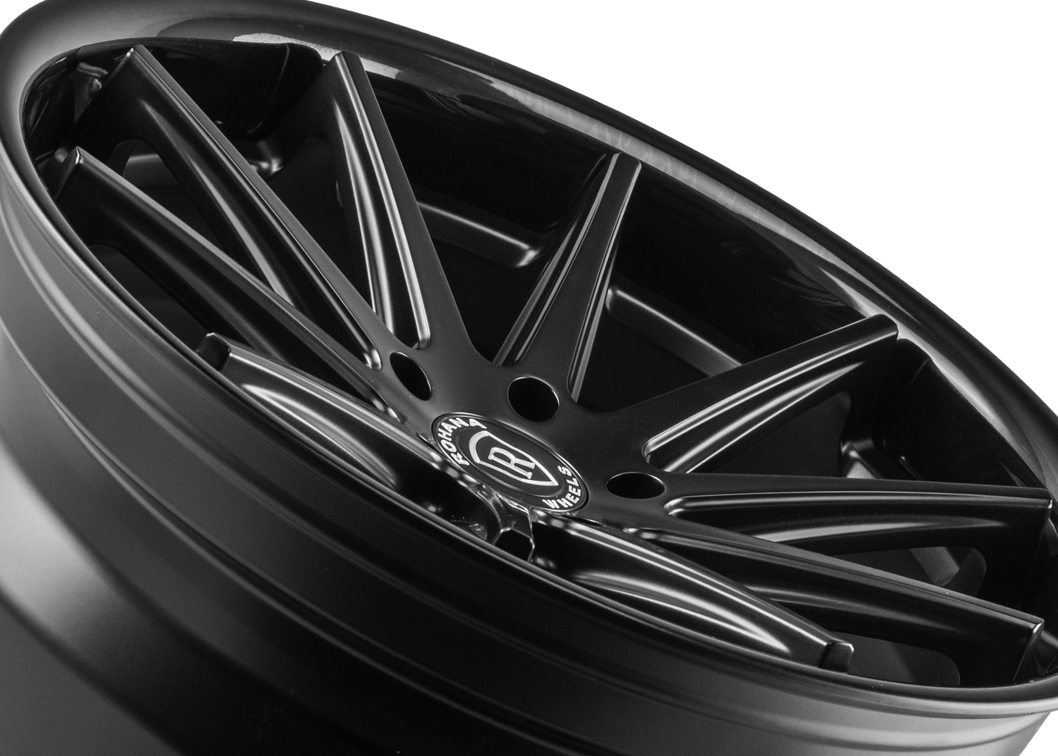 20x10 Rohana RFC10 Matte Black w/ Gloss Black Lip (Flow Formed) (Mid Concave) 5x112 22mm