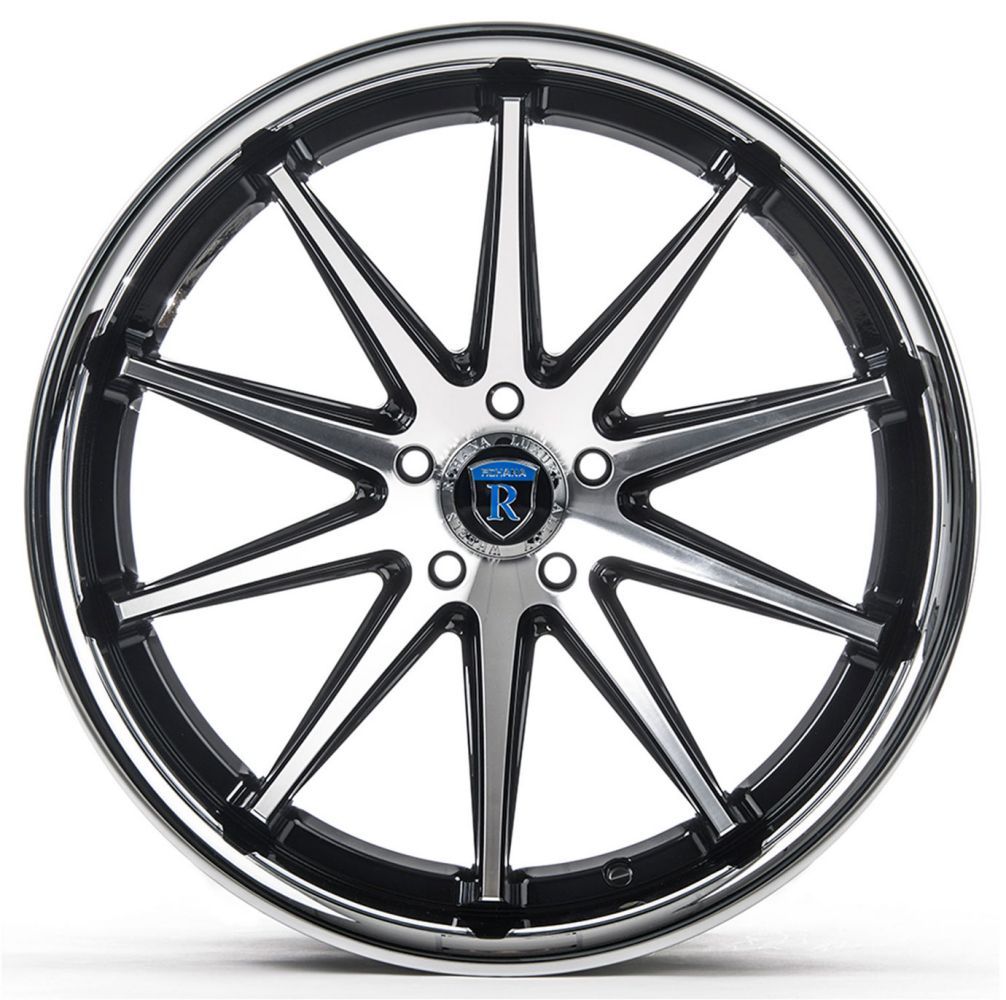 22x10.5 Rohana RC10 Black Machined w/ Chrome Stainless Steel Lip 5x112 40mm