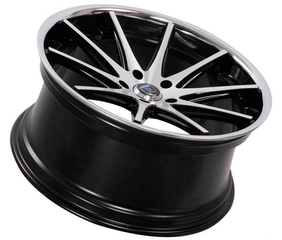 22x10.5 Rohana RC10 Black Machined w/ Chrome Stainless Steel Lip 5x112 40mm