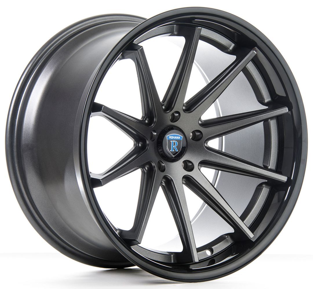 20x9 Rohana RC10 Matte Graphite w/ Gloss Black Lip  5x112 25mm